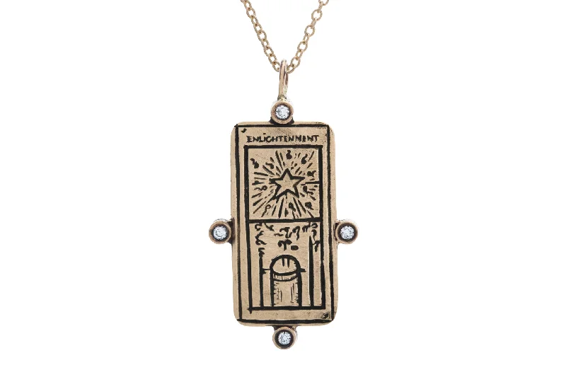 Vintage Pearl Necklace-Diamond Enlightenment Tarot Card Necklace