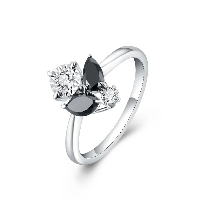 Custom Diamond Band-Black & White Diamond Ring