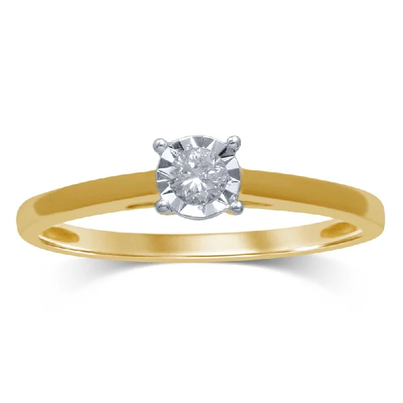 Vintage Engagement Ring Set-14K 0.10CT Diamond RING