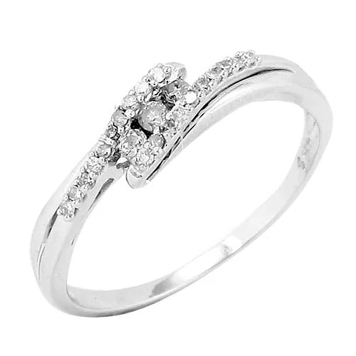 Solitaire Diamond Ring-Sterling Silver 0.15CTW DIAMOND FANCY RING