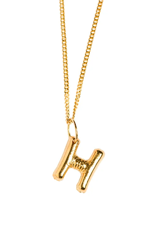 Classic Silver Necklace for Women-Letter H Gold Plated Necklace