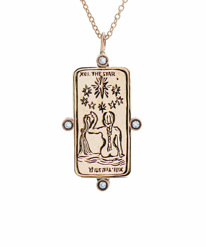 Vintage Pearl Necklace-Diamond Star II. Tarot Card Necklace