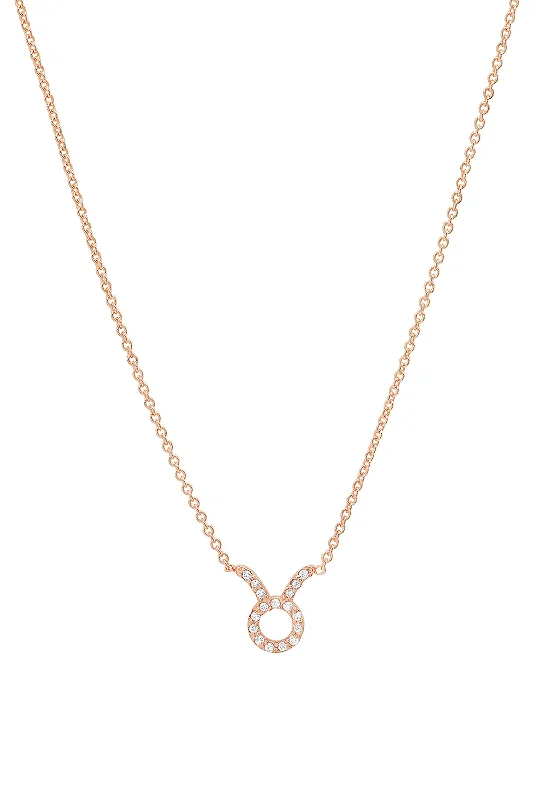 Vintage Pendant Necklace-Rose Gold Diamond Taurus Necklace