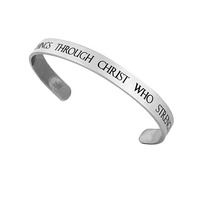 Luxury Gemstone Bracelet-Phil 4:13 Stainless Steel Bracelet