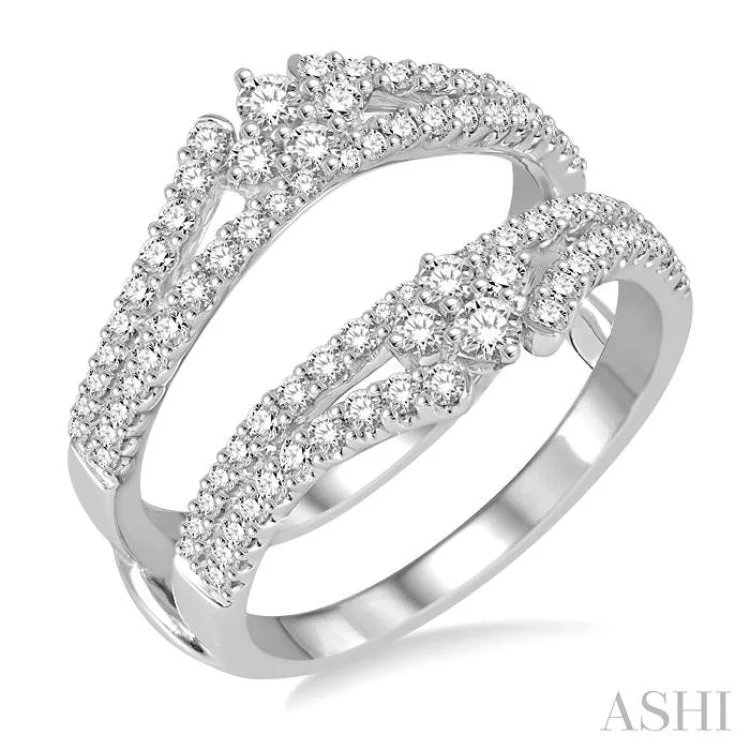 Fashionable Engagement Ring-7/8 ctw Round Diamond Insert Ring in 14K White Gold