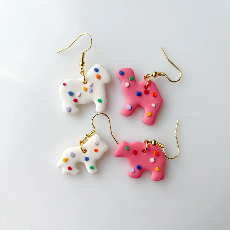 Handmade Earrings for Weddings-ANIMAL COOKIE EARRINGS (GOLD)