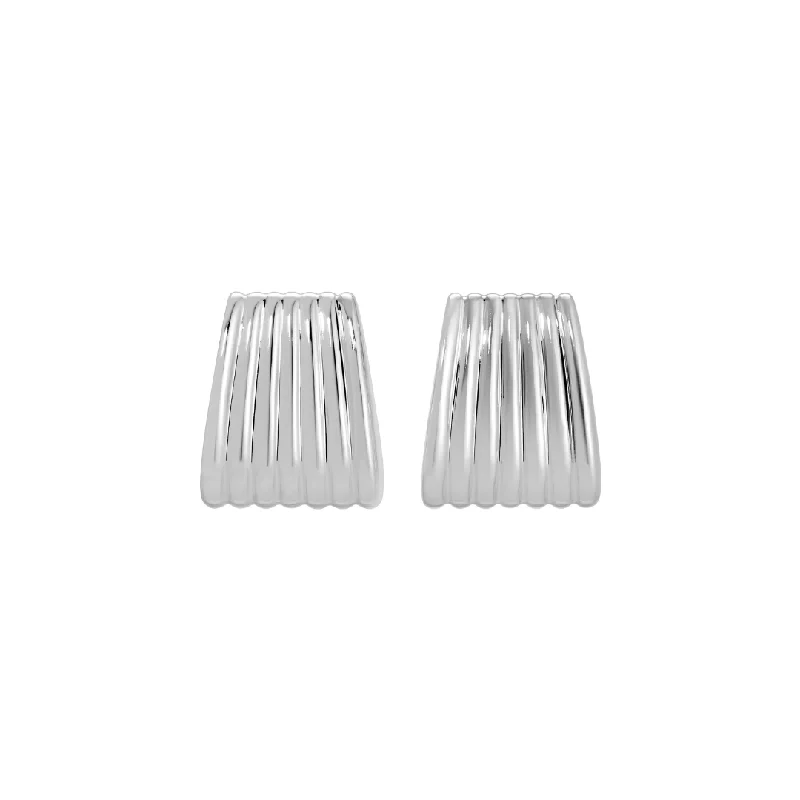 Sparkling Silver Earrings-RIBBED MAXI SILVER