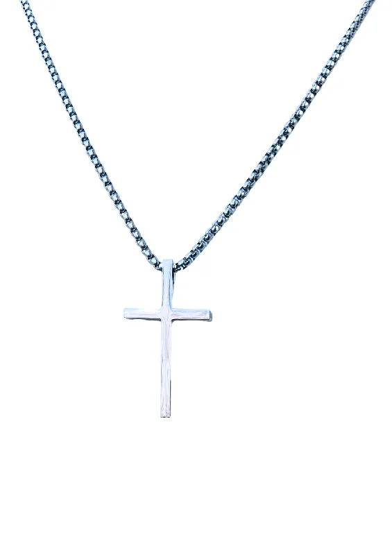 Diamond and Gold Necklace-The Silver Cross with Long Chain Necklace