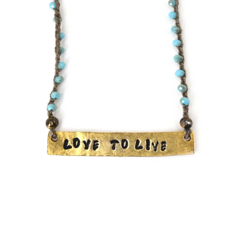 Elegant Wedding Jewelry Necklace-Beaded Love To Live Plaque Necklace