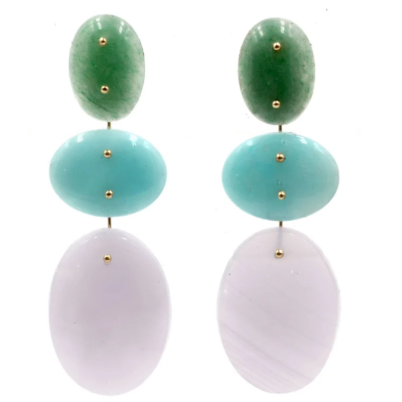 Handmade Dangle Earrings-Mobile Earrings Aventurine, Amazonite, Fluorite