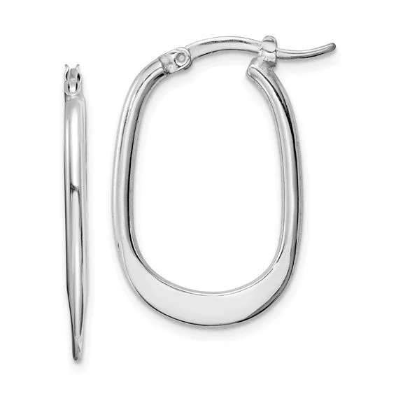 Large Hoop Earrings for Women-SS Flat Oval Hoop Earrings