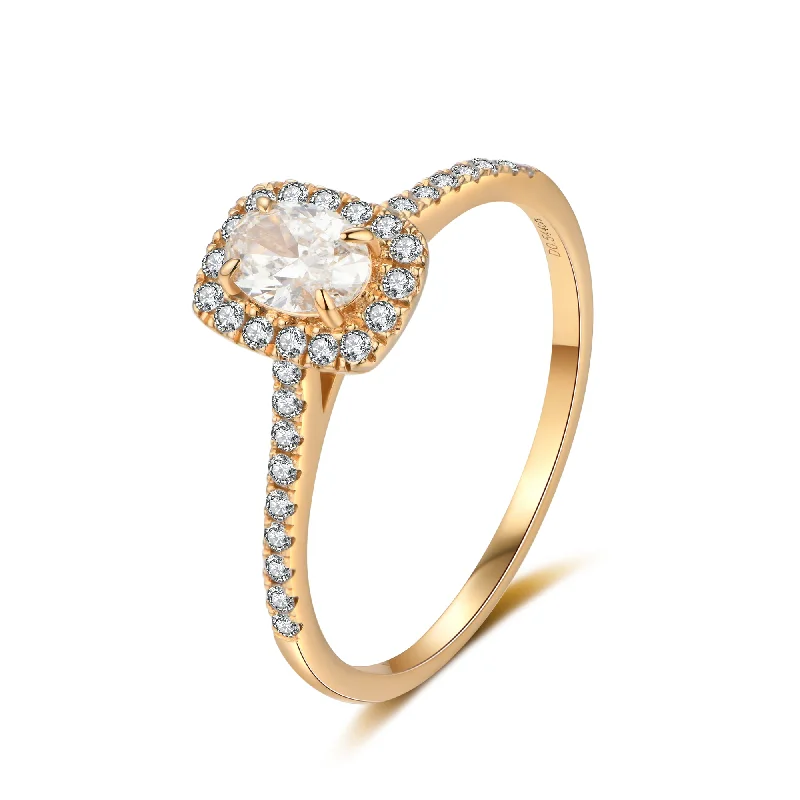 Unique Promise Ring-GIA Certified Oval Diamond Pavé Ring