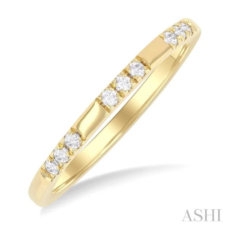 Custom Diamond Band-1/8 ctw Sectioned Round Cut Diamond Fashion Band in 14K Yellow Gold