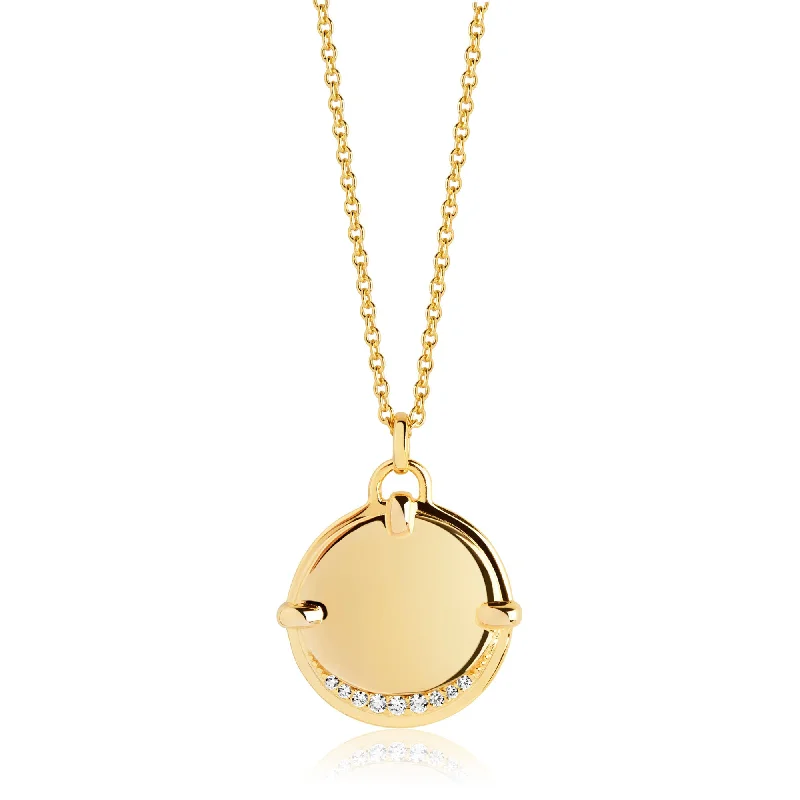 Fashionable Birthstone Necklace-Portofino Grande Gold Plated Necklace w. White Zirconias