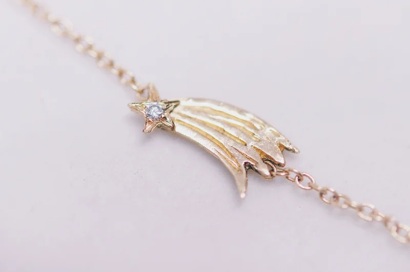 Wedding Necklace with Crystals-Simple Shooting Star Necklace