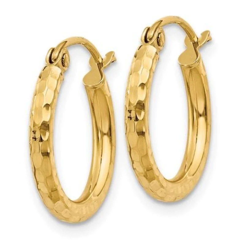 Party Earrings for Women-14K Y Gold 15mm Dia Cut Hoop Earrings