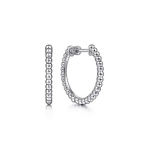 Crystal Earrings for Women-SS 20mm Beaded Hoop Earrings 3.2grms