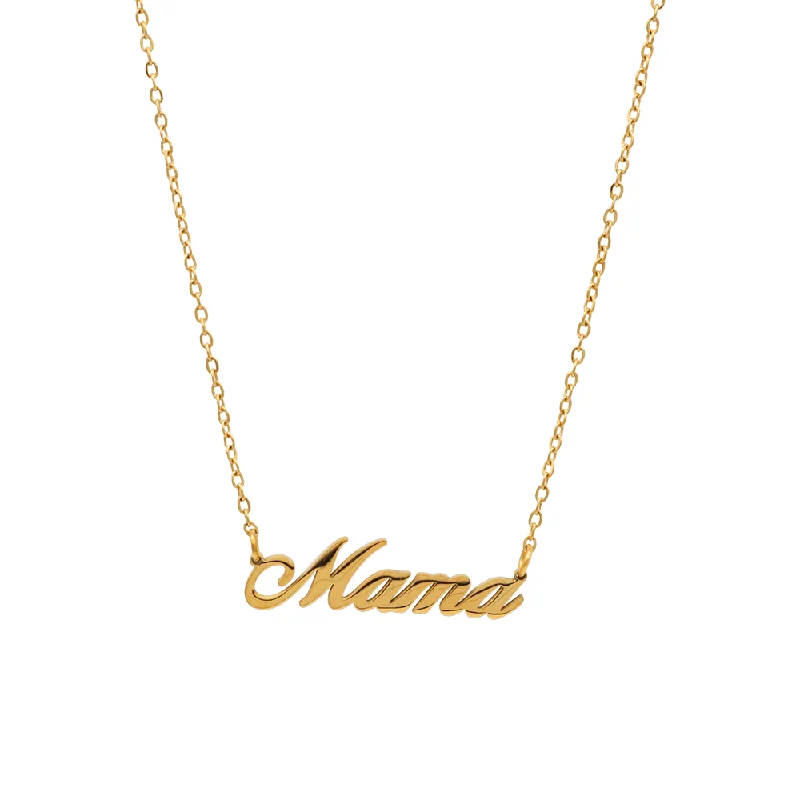 Bohemian Style Necklace-The Mama in Gold Cursive Necklace