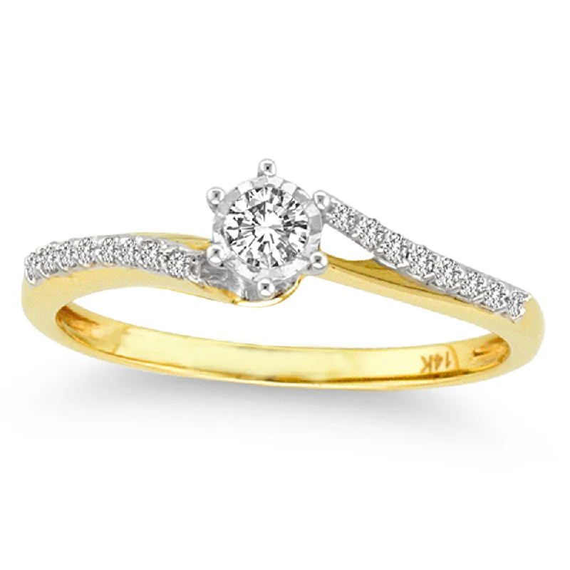 Simple Silver Engagement Ring-14K 0.25CT Diamond RING