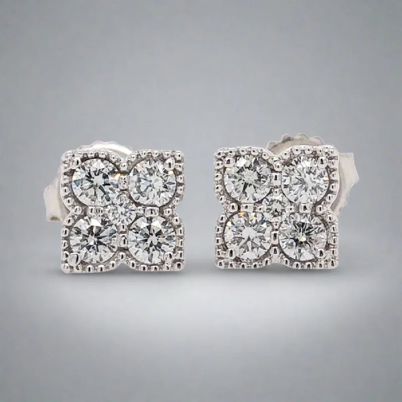 High-End Wedding Earrings-14K W Gold 0.62cttw G-H/SI Square Diamond Earrings