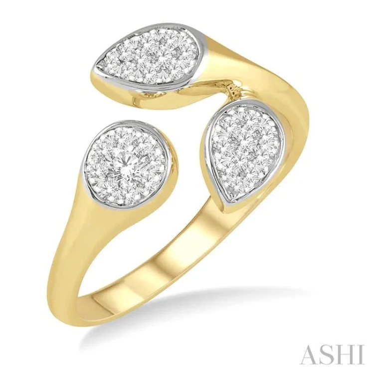 Classic Gold Ring-1/3 ctw Lovebright Open Center Mixed Shape Mounts Round Cut Diamond Fashion Ring in 10K Yellow and White Gold