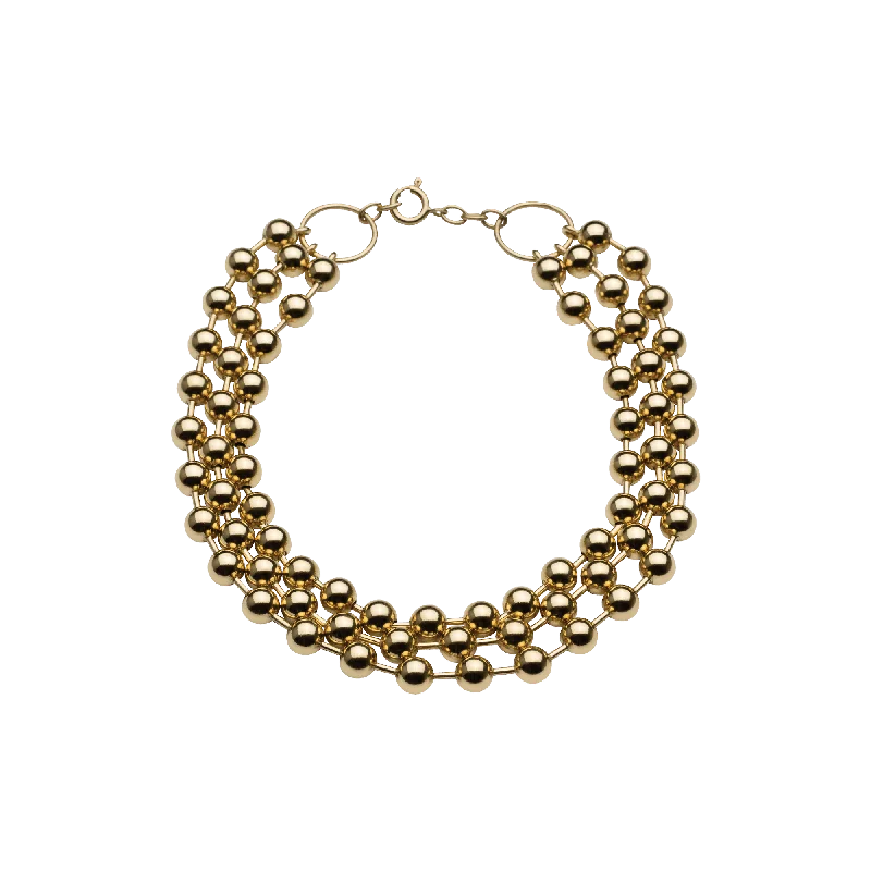 Luxury Diamond Necklace-Champagne Triple Choker Gold Plated