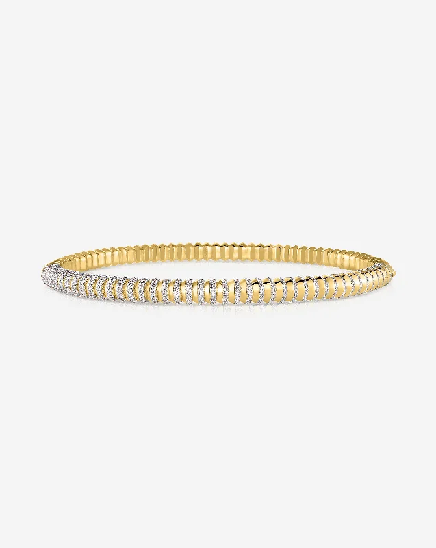 Personalized Gold Link Bracelet-Pavé Diamond Gold Cloud Coil Bangle