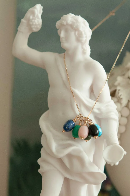 Handcrafted Gold Necklace-Pink Opal Adonis Charm