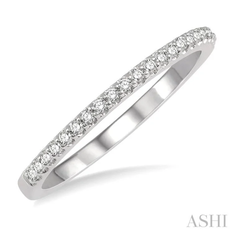 Platinum Wedding Band for Couples-1/10 ctw Round Cut Diamond Wedding Band in 14K white Gold