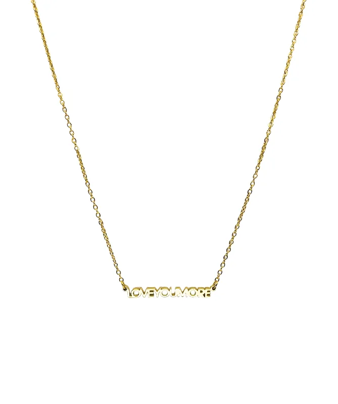 High-End Gold Necklace-Mini Love You More Bar Gold Necklace