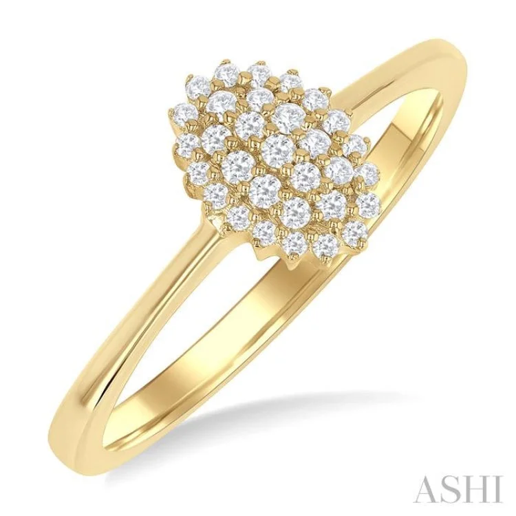 Birthstone Ring for Women-1/6 ctw Petite Oval Shape Round Cut Diamond Cluster Fashion Ring in 10K Yellow Gold