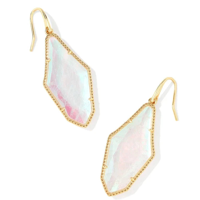 Fashionable Drop Earrings-Kendra Scott | Evelyn Gold Drop Earrings in Rock Crystal Dichoric