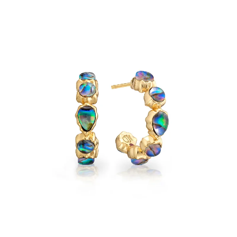 Artistic Earrings for Women-Aurora Small Hoop Earrings - Abalone