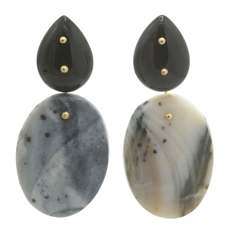 Dazzling Drop Earrings-Mobile Earrings Onyx Dendritic Agate