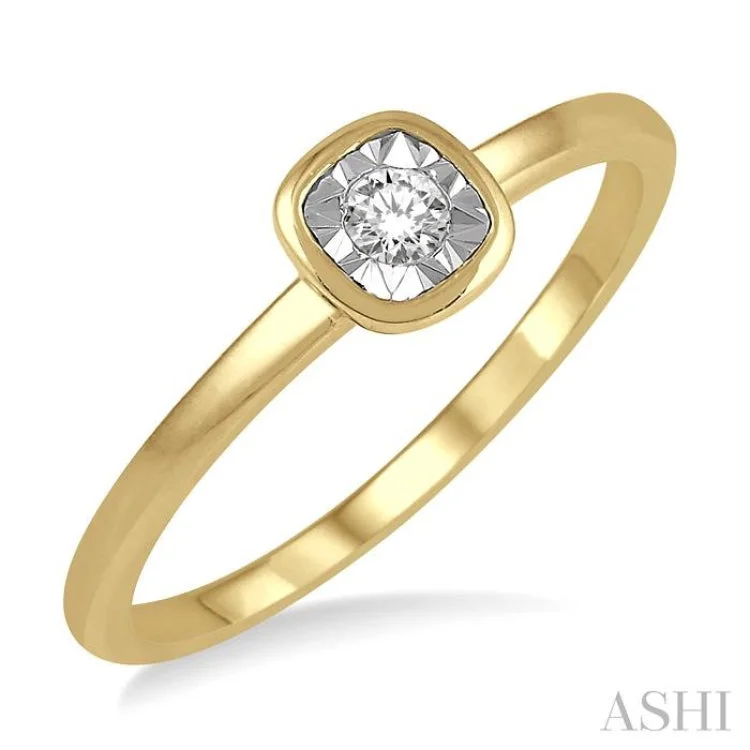 Custom Ring with Sapphires-1/50 ctw Square Curve Edge Round Cut Diamond Promise Ring in 10K Yellow Gold