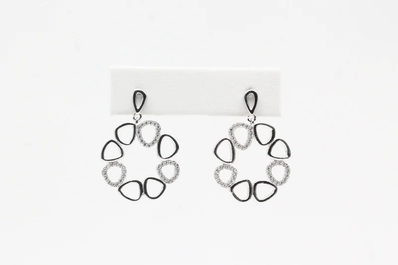 Elegant Jewelry Earrings-Sterling Silver Multi Circle Earrings with Cubic Zirconia