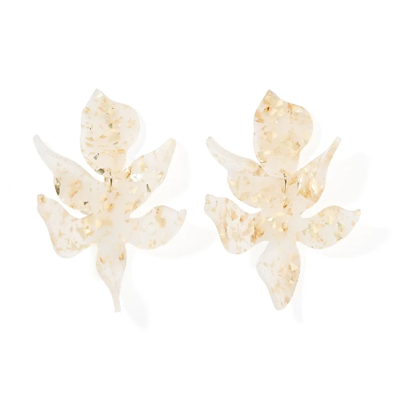 Trendy Dangle Earrings-Linny Co | Flora Drop Earrings in Gold Confetti