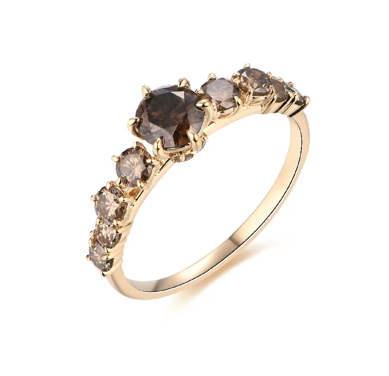 Bold Engagement Ring-Chocolate Diamond Half Eternity Ring