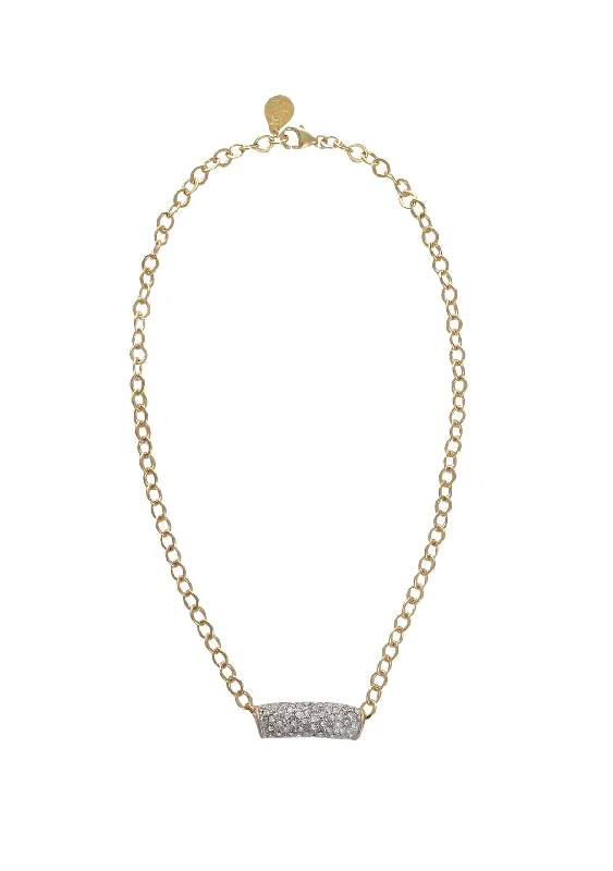 Statement Necklace with Pearls-Diamond Illusion Barrel Pendant Necklace