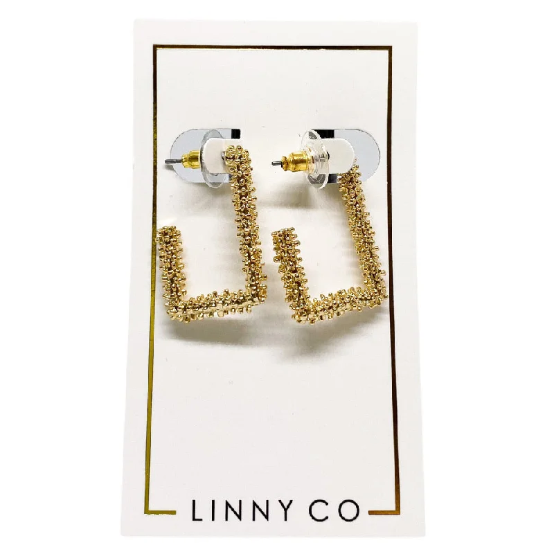 Birthstone Earrings for December-Linny Co | Joy Gold Tone Rectangular Hoop Earrings