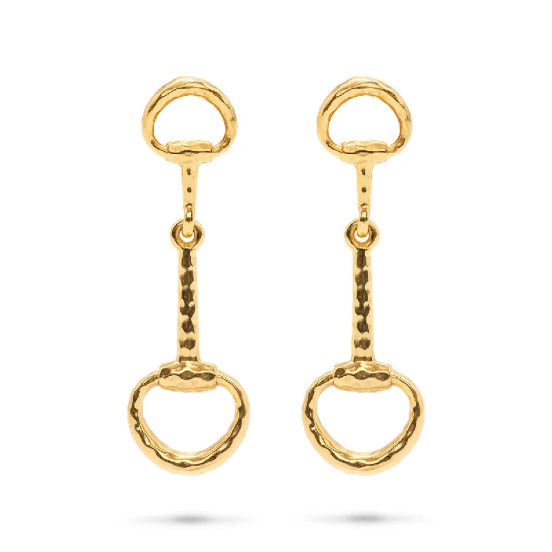 Designer Earrings for Special Occasions-Equestrian Snaffle Bit Earrings - Gold