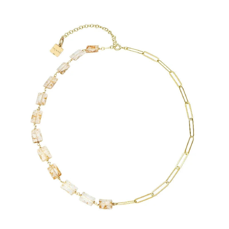 Simple Crystal Necklace-Kira 18K Gold Plated Necklace w. Citrin