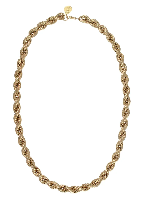 Long Pendant Necklace-Thick Twisted Gold Chain Necklace