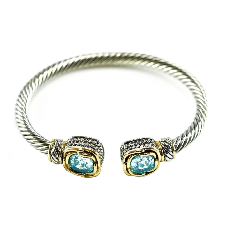 Elegant Gold Charm Bracelet-Mariquita Aqua Crystal Cable Bracelet