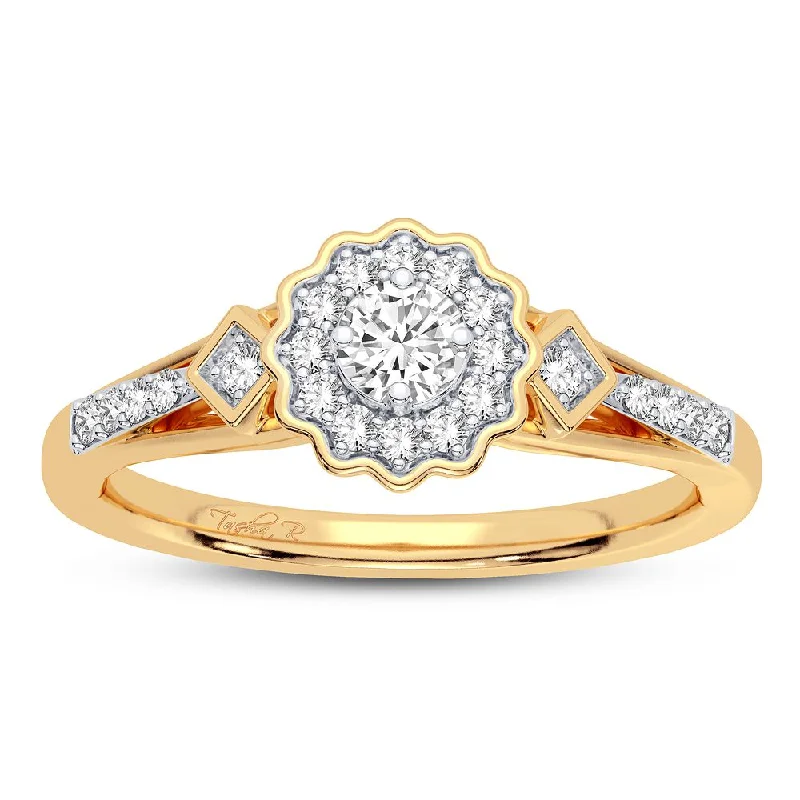 Diamond Ring with Gold Band-10K 0.20CT DIAMOND RING