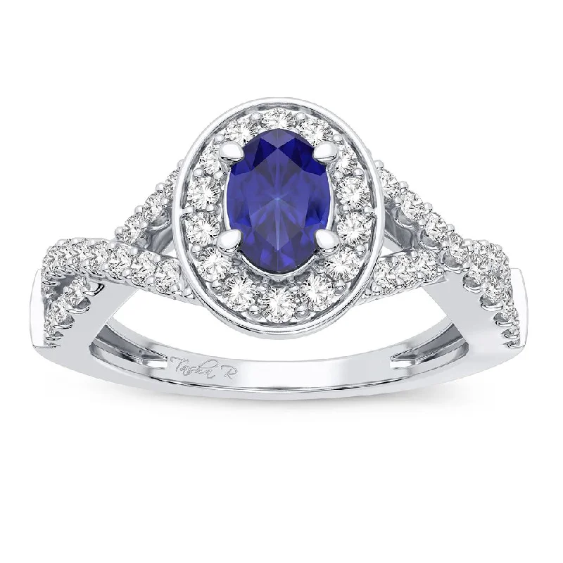 Custom Name Ring-14K 0.40CT Diamond Sapphire Ring