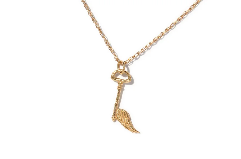 Wedding Necklace with Diamonds-Angel Key Necklace