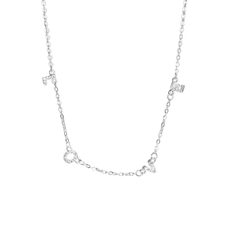 Custom Bridal Necklace-The Love Silver Spaced Necklace Bling