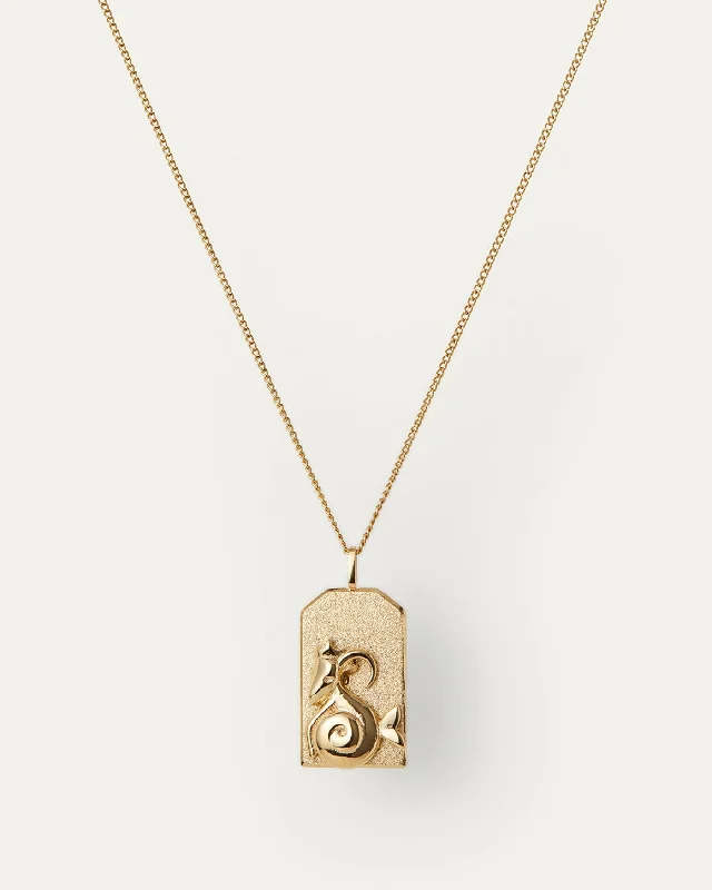 Gold Necklace with Sapphires-The Capricorn Zodiac Pendant Necklace