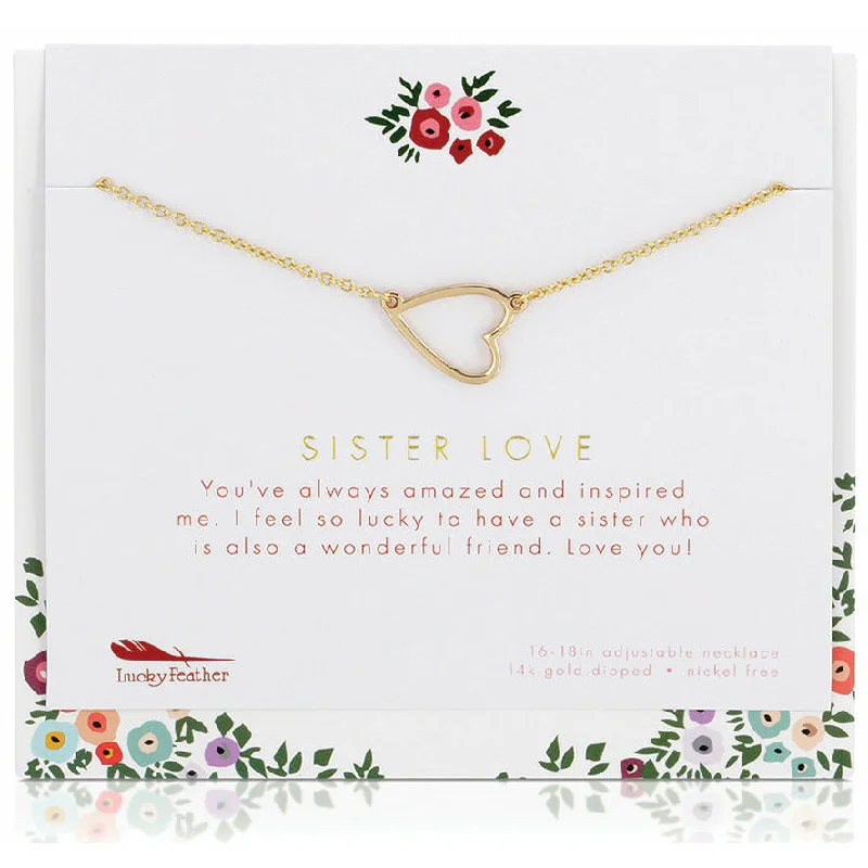 Long Pendant Necklace-Sister Love - Necklace & Card